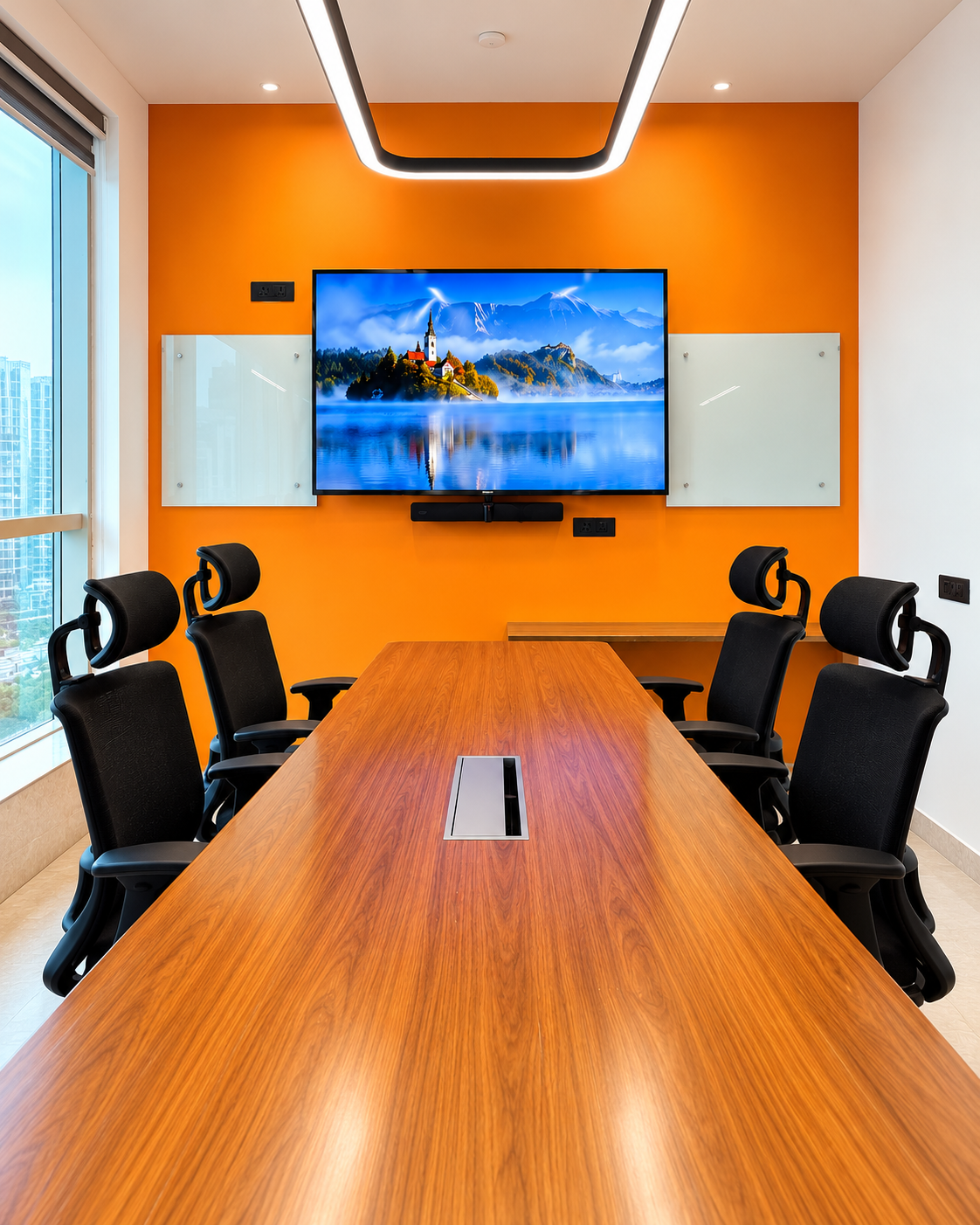 Modern Orange-Accent Conference Room
